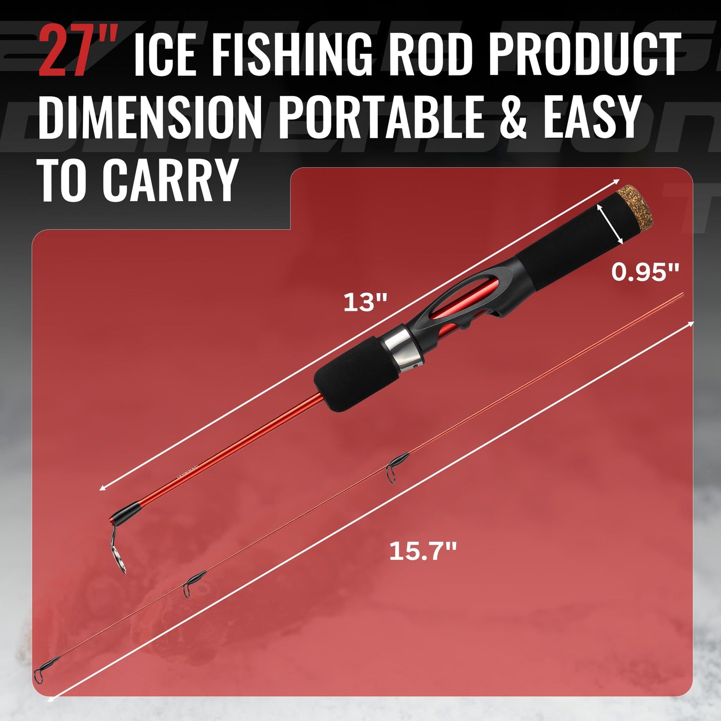 Drift Fishing Shop WIDDEN Ice Fishing Rod & Reel Combo – 27" Medium Light Pole with Line and Lures for Trout, Bass & Walleye