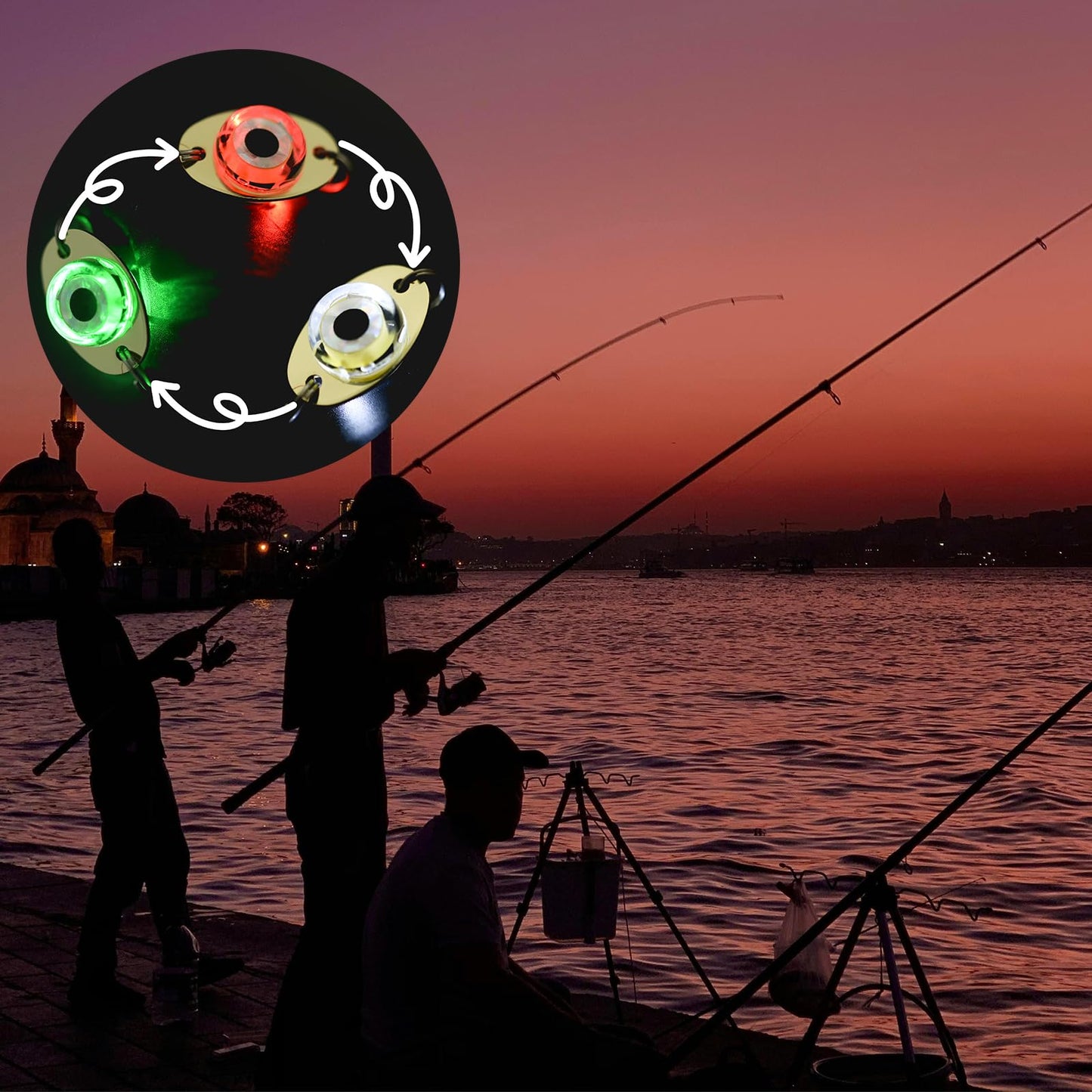 Drift Fishing Shop DUNKTEAM LED Underwater Fishing Lures – 5PCS Lighted Bait Flasher for Deep Drop Fishing