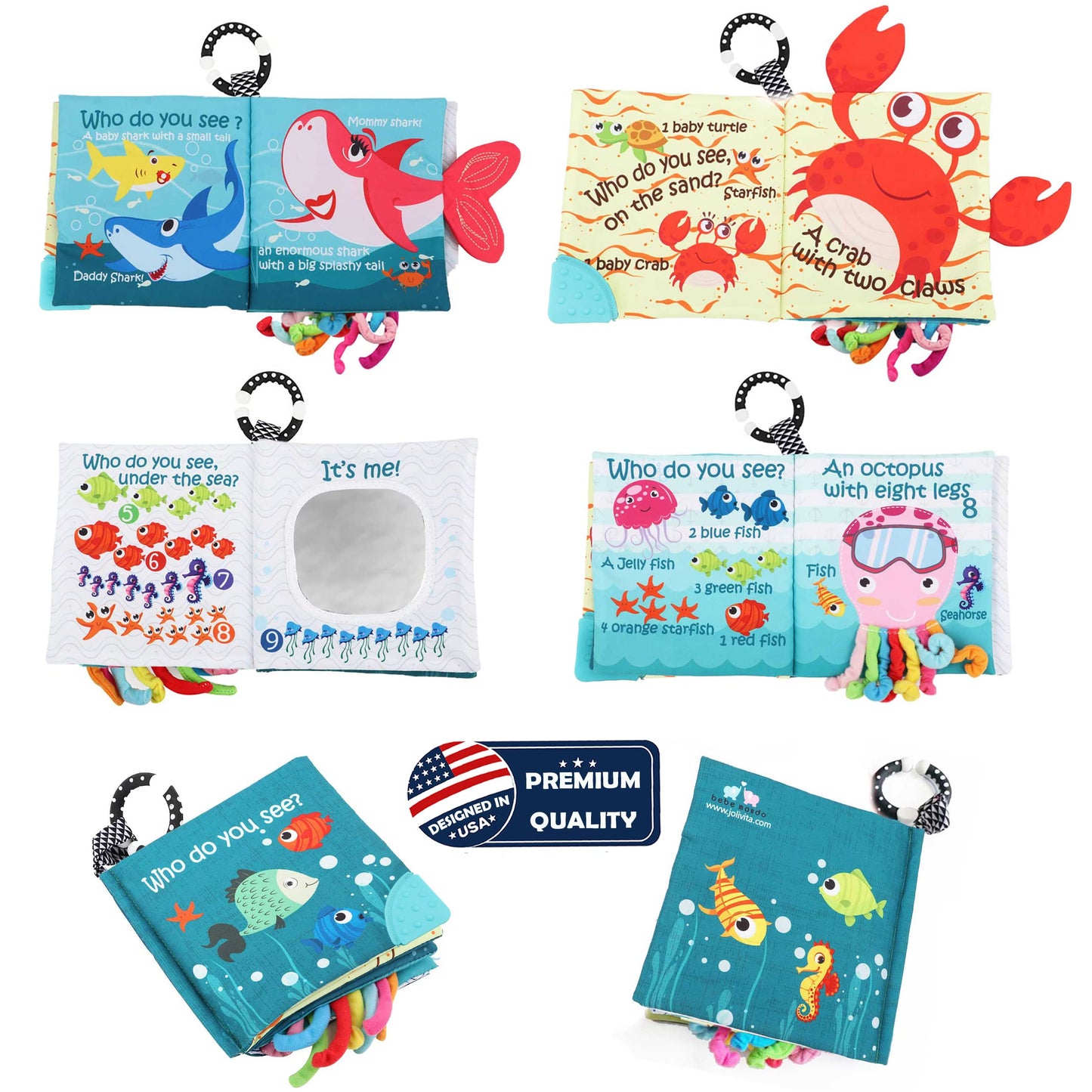 Drift Fishing Shop Fish Baby Books Toys – Touch & Feel Cloth Crinkle Books for Infants (0-18 Months)