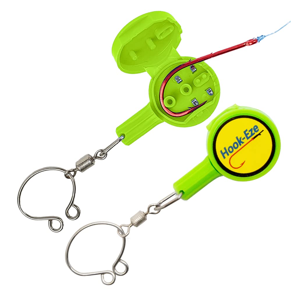 Drift Fishing Shop 2023 Hook Eze Fishing Knot Tying Tool – Pack of 2 for Beginners, Protects from Fish Hooks (Green)