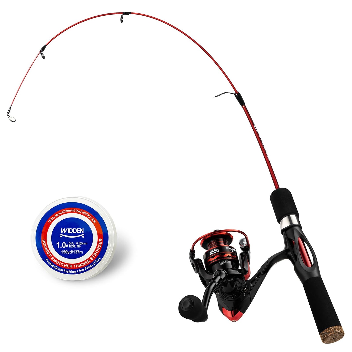 Drift Fishing Shop WIDDEN Ice Fishing Rod & Reel Combo – 27" Medium Light Pole with Line and Lures for Trout, Bass & Walleye