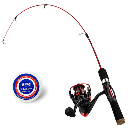 Drift Fishing Shop WIDDEN Ice Fishing Rod & Reel Combo – 27" Medium Light Pole with Line and Lures for Trout, Bass & Walleye