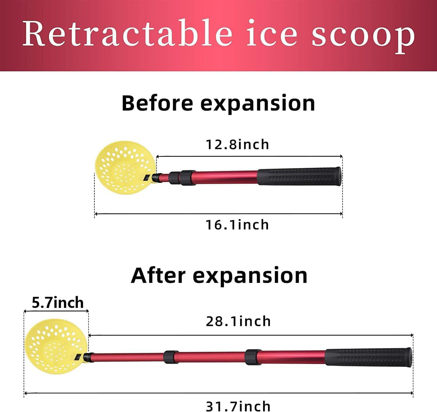 Drift Fishing Shop DECOHS Adjustable Ice Fishing Skimmer Scoop – Long Handle Ice Fishing Gear