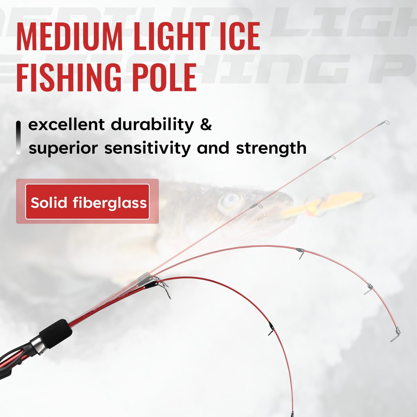 Drift Fishing Shop WIDDEN Ice Fishing Rod & Reel Combo – 27" Medium Light Pole with Line and Lures for Trout, Bass & Walleye