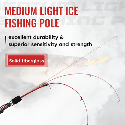 Drift Fishing Shop WIDDEN Ice Fishing Rod & Reel Combo – 27" Medium Light Pole with Line and Lures for Trout, Bass & Walleye