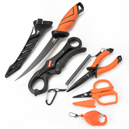 Drift Fishing Shop KastKing SteelStream 6pc Fishing Tool Kit – Corrosion-Resistant Pliers, Knife, Gripper & More