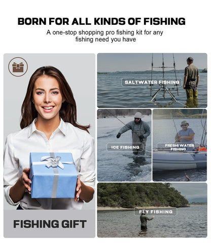 Drift Fishing Shop Sidomma Pro Fishing Gear Kit – Tools, Pliers, Knife, Gripper & More for Men (Saltwater, Fly & Ice Fishing)