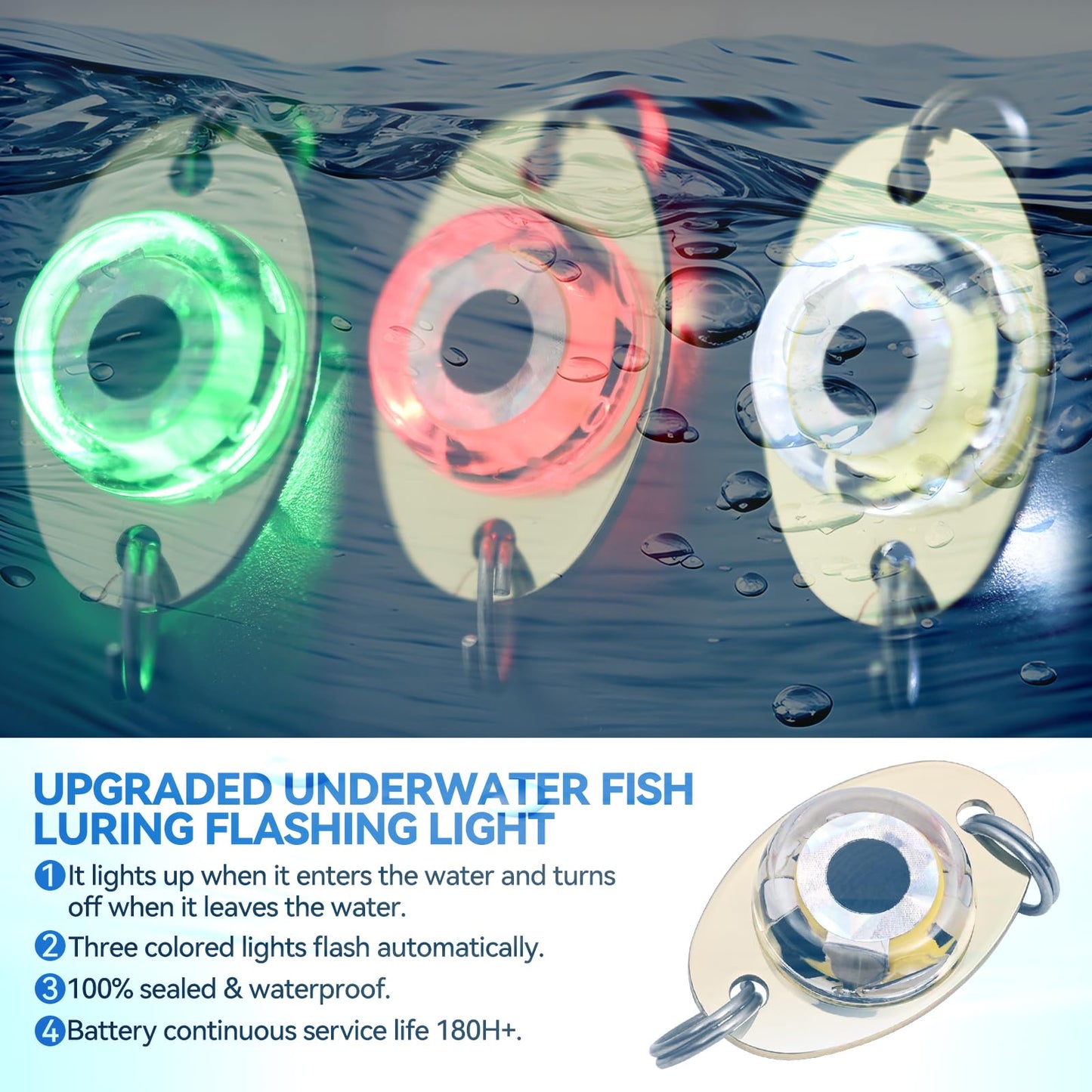 Drift Fishing Shop DUNKTEAM LED Underwater Fishing Lures – 5PCS Lighted Bait Flasher for Deep Drop Fishing