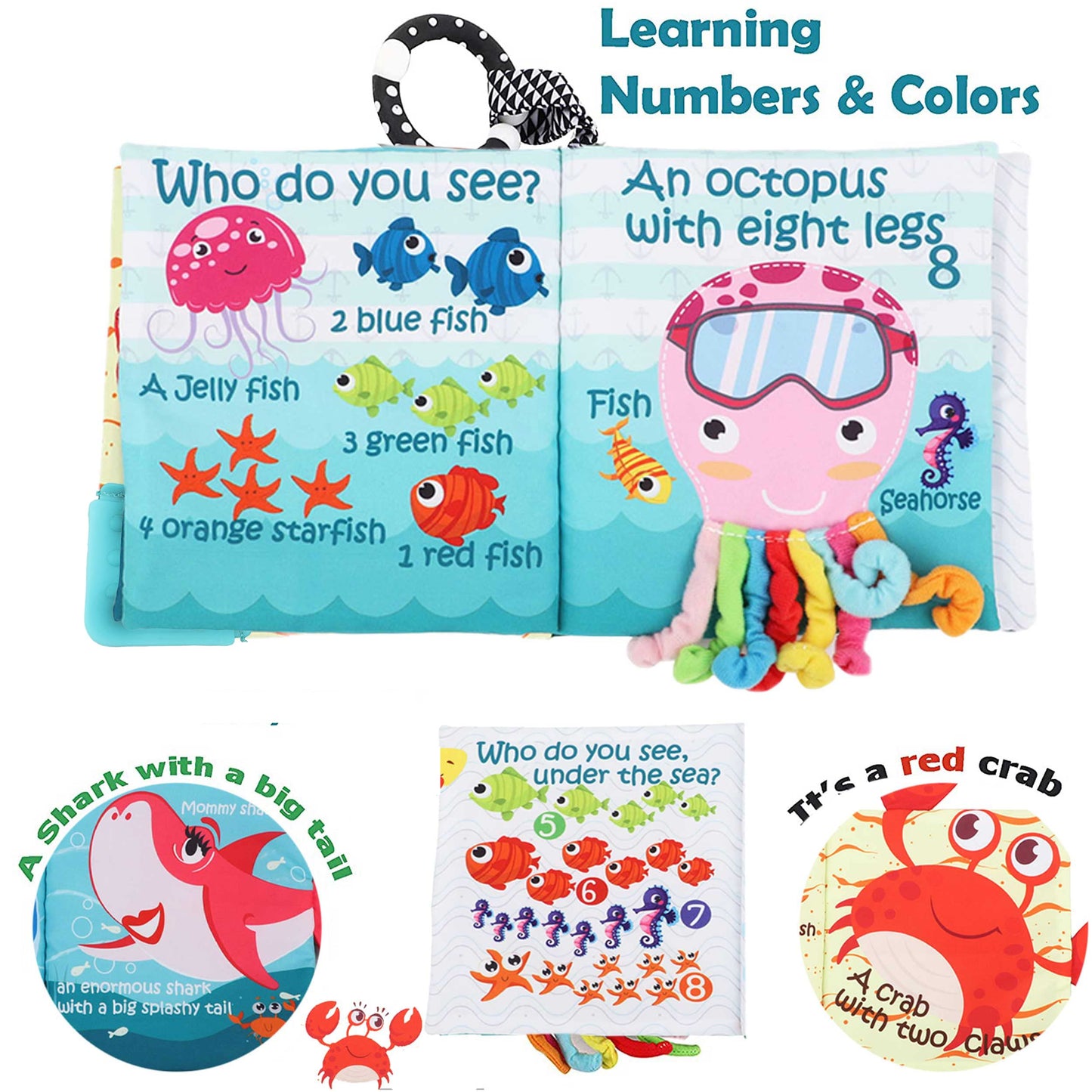 Drift Fishing Shop Fish Baby Books Toys – Touch & Feel Cloth Crinkle Books for Infants (0-18 Months)