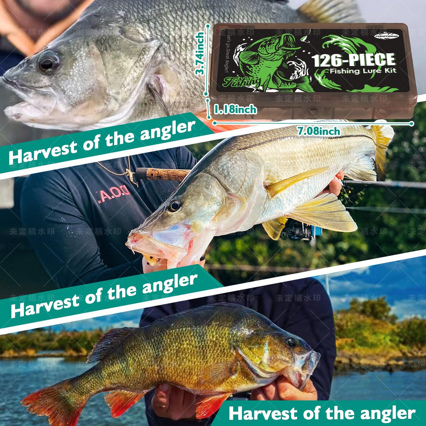 Drift Fishing Shop FONMANG 126Pcs Fishing Lures Kit – Tackle Box with VIBs, Frogs, Minnows, Soft Baits, Hooks & More for Bass, Walleye & Trout