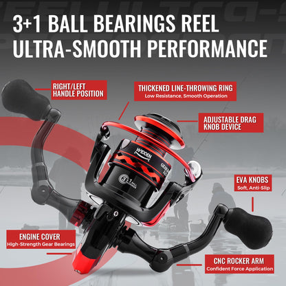 Drift Fishing Shop WIDDEN Ice Fishing Rod & Reel Combo – 27" Medium Light Pole with Line and Lures for Trout, Bass & Walleye