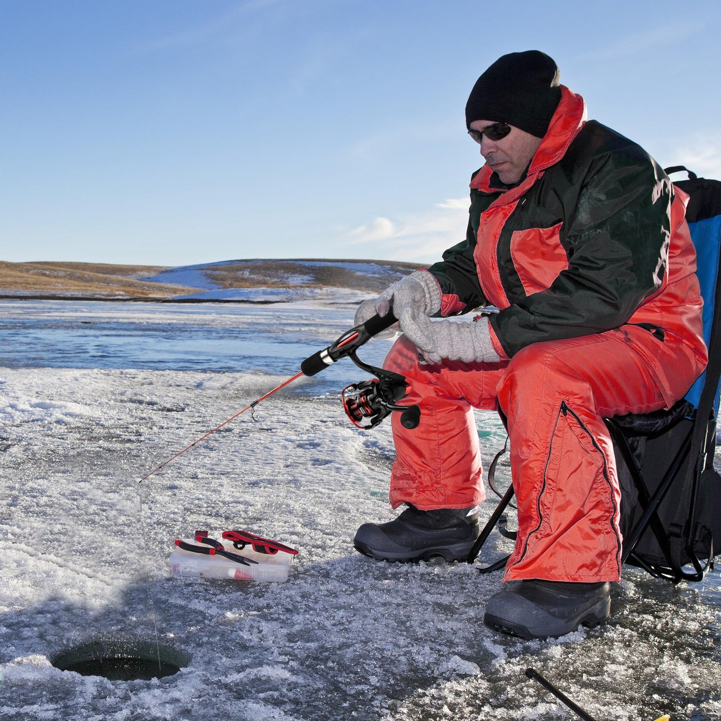 Drift Fishing Shop WIDDEN Ice Fishing Rod & Reel Combo – 27" Medium Light Pole with Line and Lures for Trout, Bass & Walleye